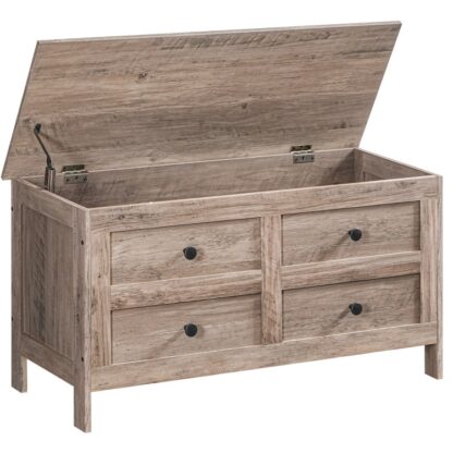 Spielzeugtruhe, 39.4'' Toy Box with Safety Hinge, Aufbewahrungstruhe, Aufbewahrungsbank, Spielzeug-Aufbewahrungsorganisator aus Holz, Schubladenartige Dekoration, für Wohnzimmer, Schlafzimmer, Eingang, Greige