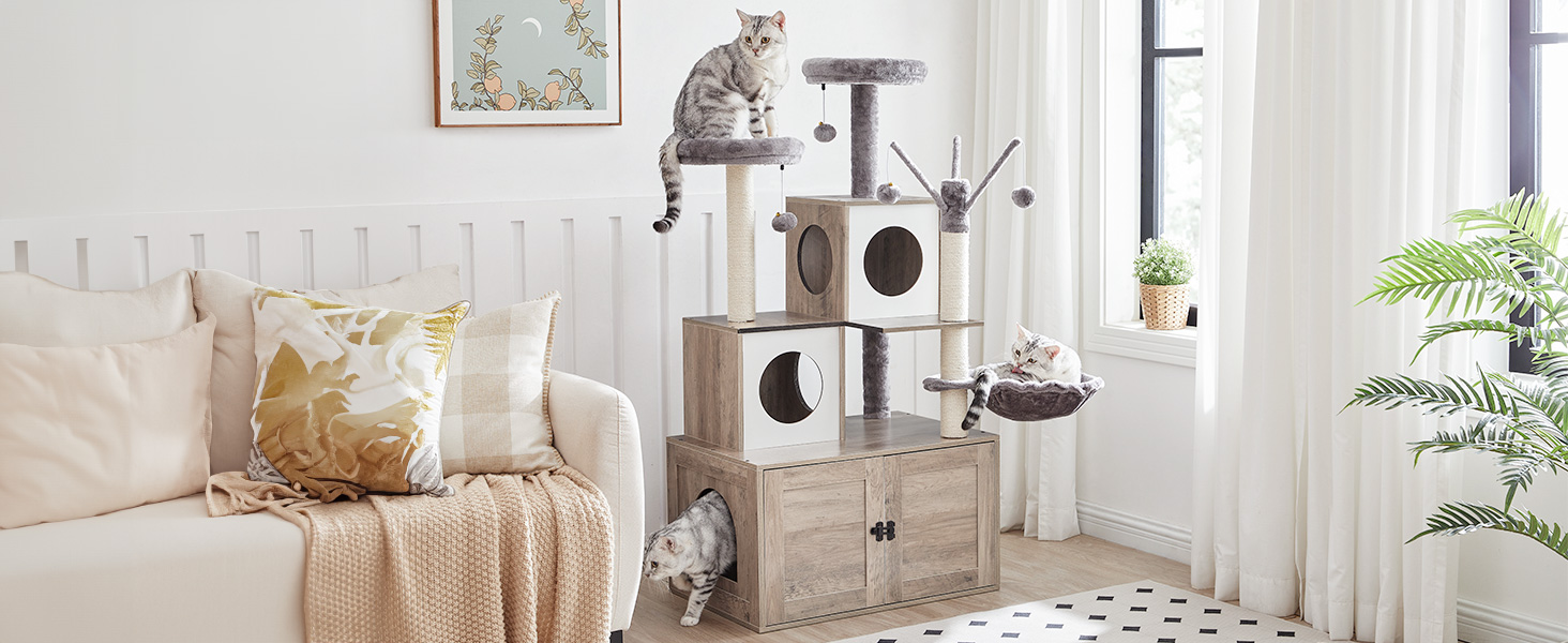 Cat Tree with Litter Box Enclosure