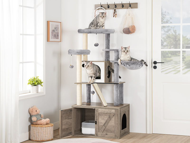 cat tree with litter box enclosure