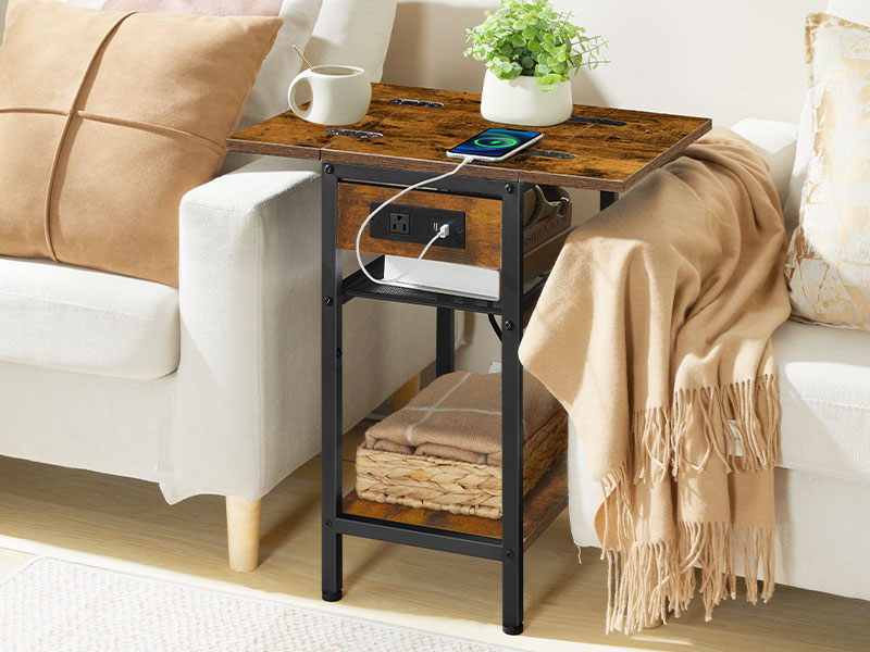 BF165UBZ01 foldable end table with charging station