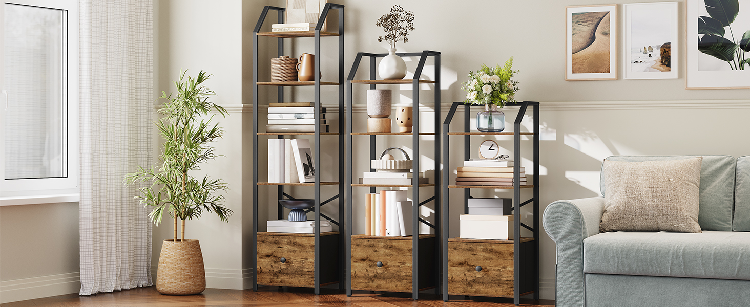 Bookshelf, Book Shelf with Removable Drawer