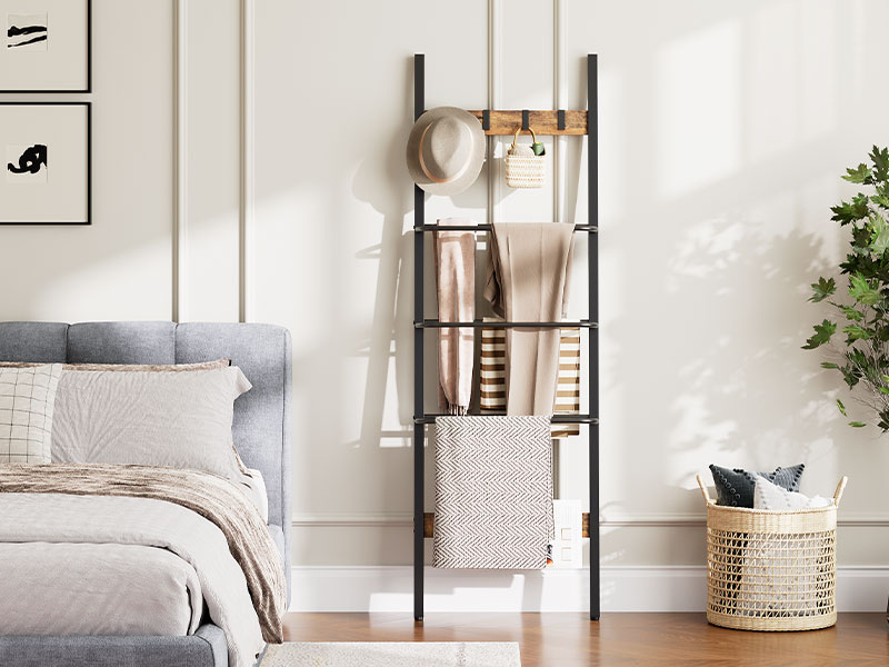 Wall-Leaning Blanket Rack