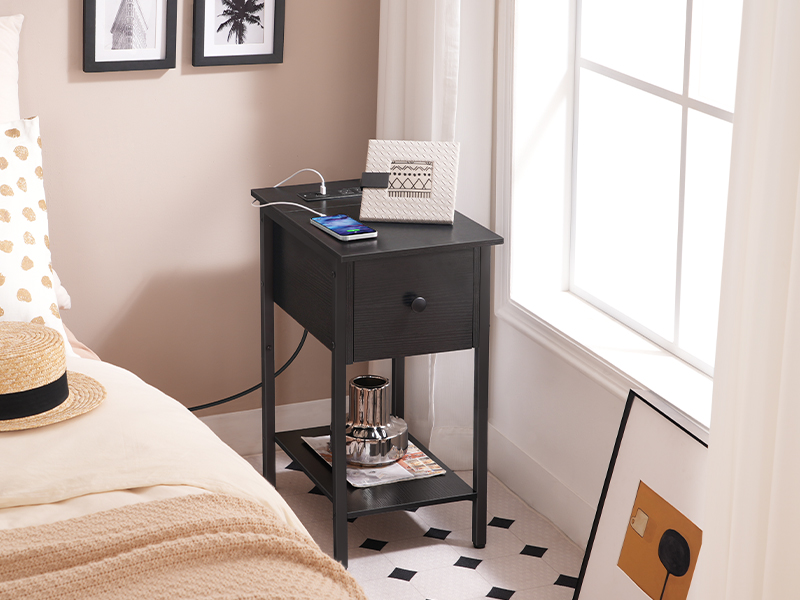 Side Table with Charging Station