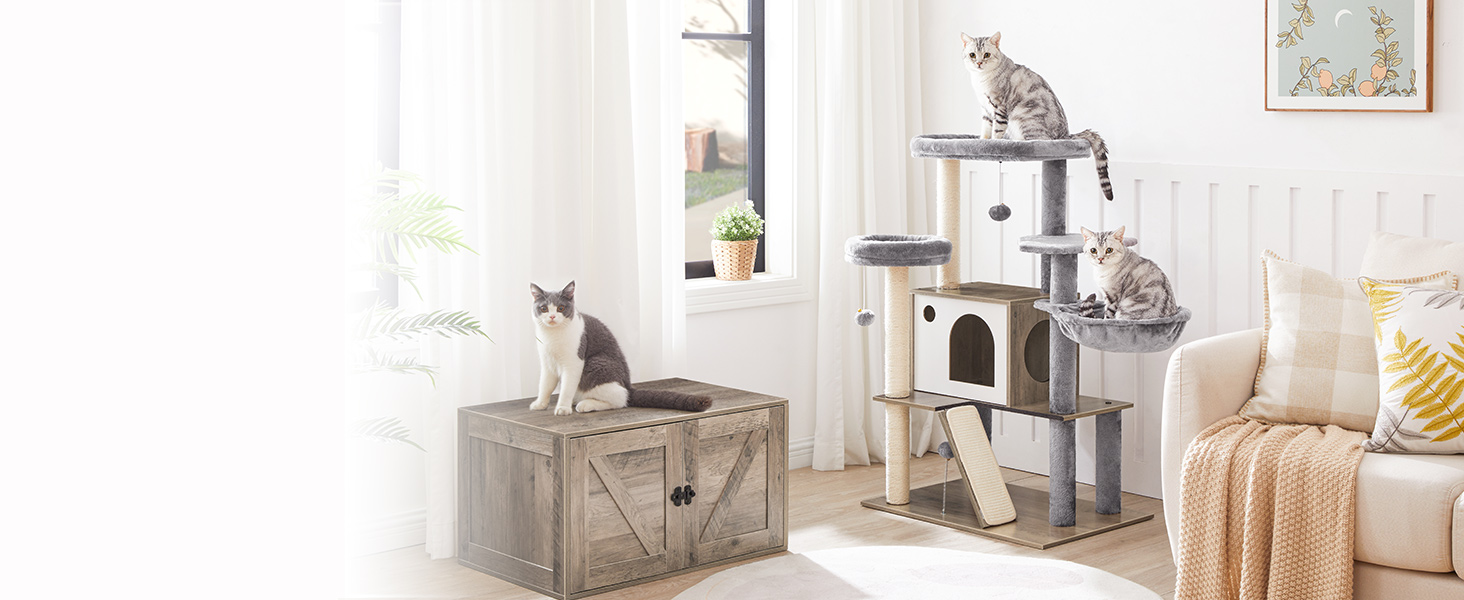 Cat Tree with Litter Box Enclosure