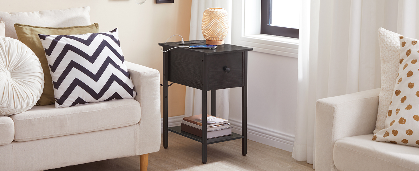 Side Table with Charging Station