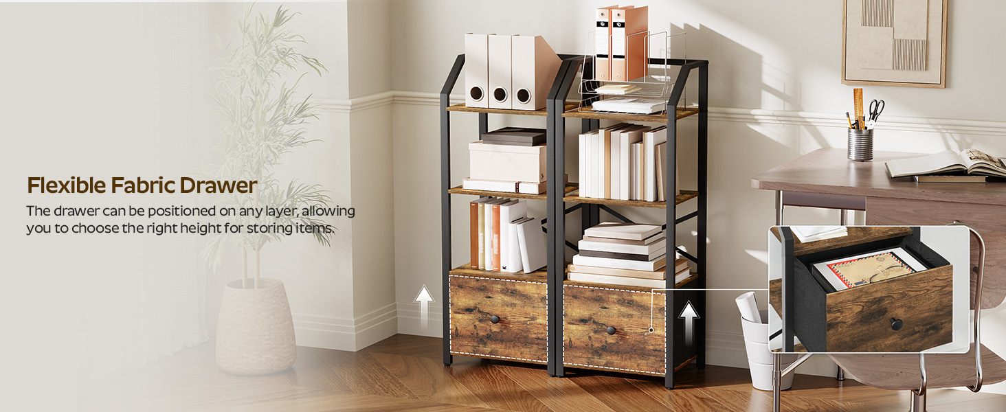 Bookshelf, Book Shelf with Removable Drawer