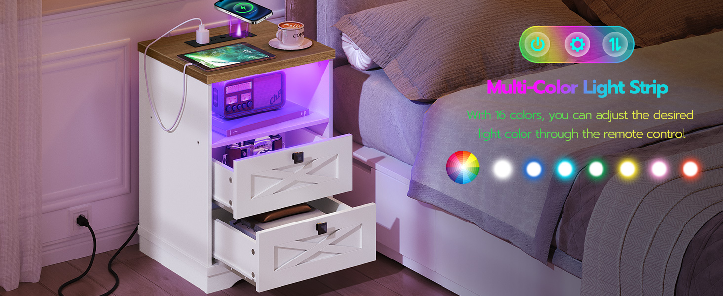 Nightstand with wireless Charging Station