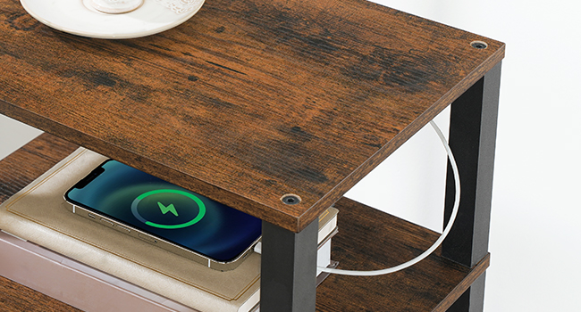 Side Table with Charging Station