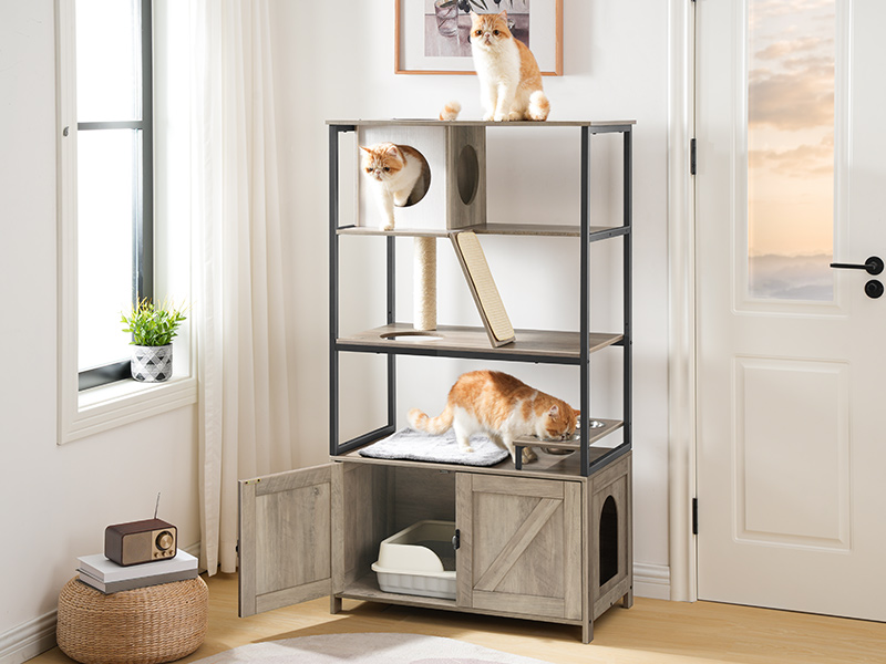 Árbol para gatos con caja de arena