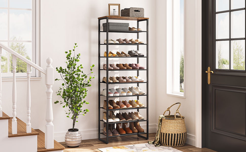 10-Tier Shoe Rack Shelves 27 Pairs Shoes Organizer