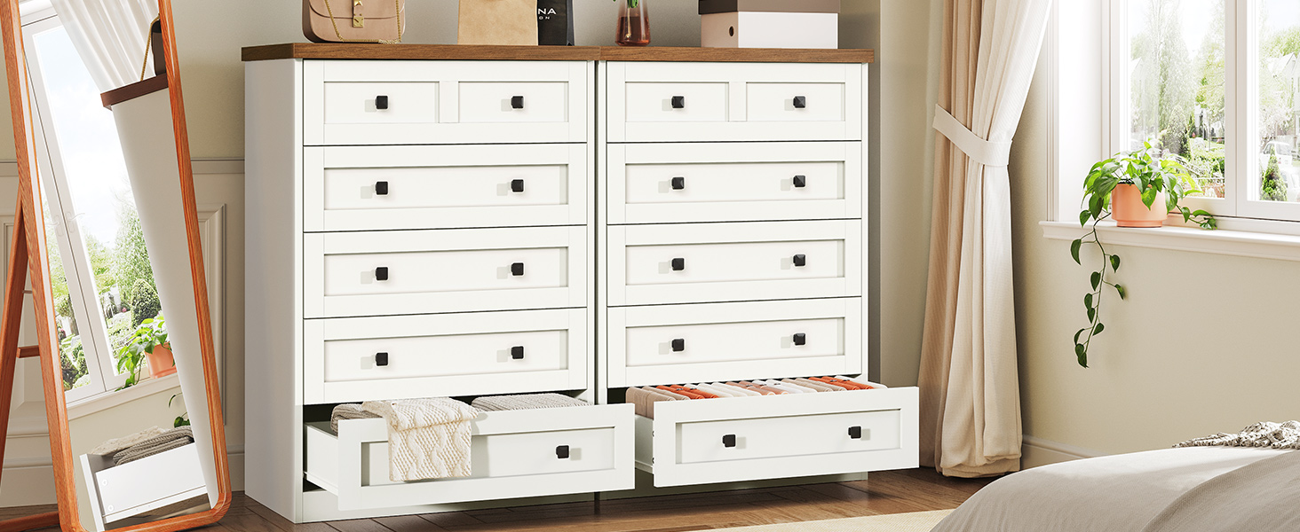 Farmhouse 5 Drawers Dresser for Bedroom